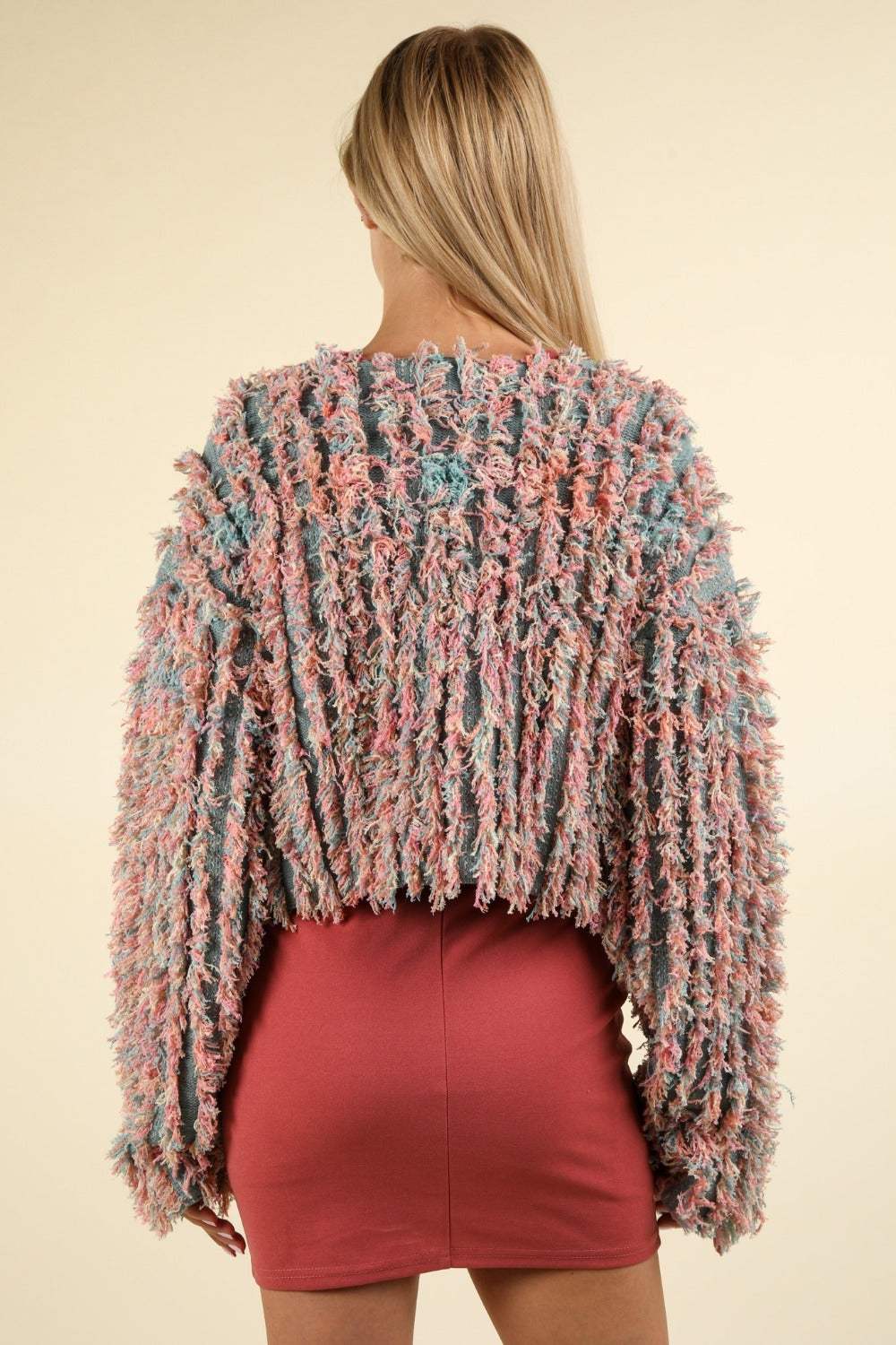 VERY J Shaggy Yarn Knit Zip Up Jacket - Trendsi - Flyclothing LLC