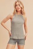 Aemi + Co Ribbed Round Neck Tank - Trendsi
