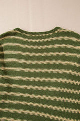 Striped Round Neck Dropped Shoulder Sweater - Trendsi - Flyclothing LLC