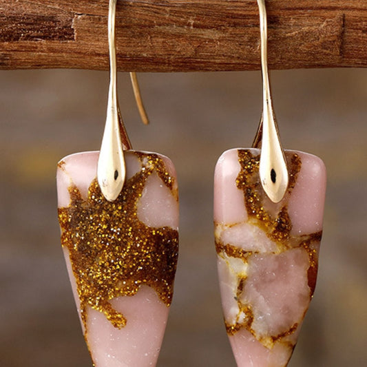 Natural Stone Geometric Shape Earrings - Trendsi