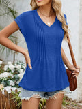 Casual V-Neck Pleated Front T-Shirt - Trendsi - Flyclothing LLC