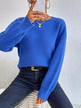 Ribbed Knit Dropped Shoulder Sweater - Trendsi - Flyclothing LLC