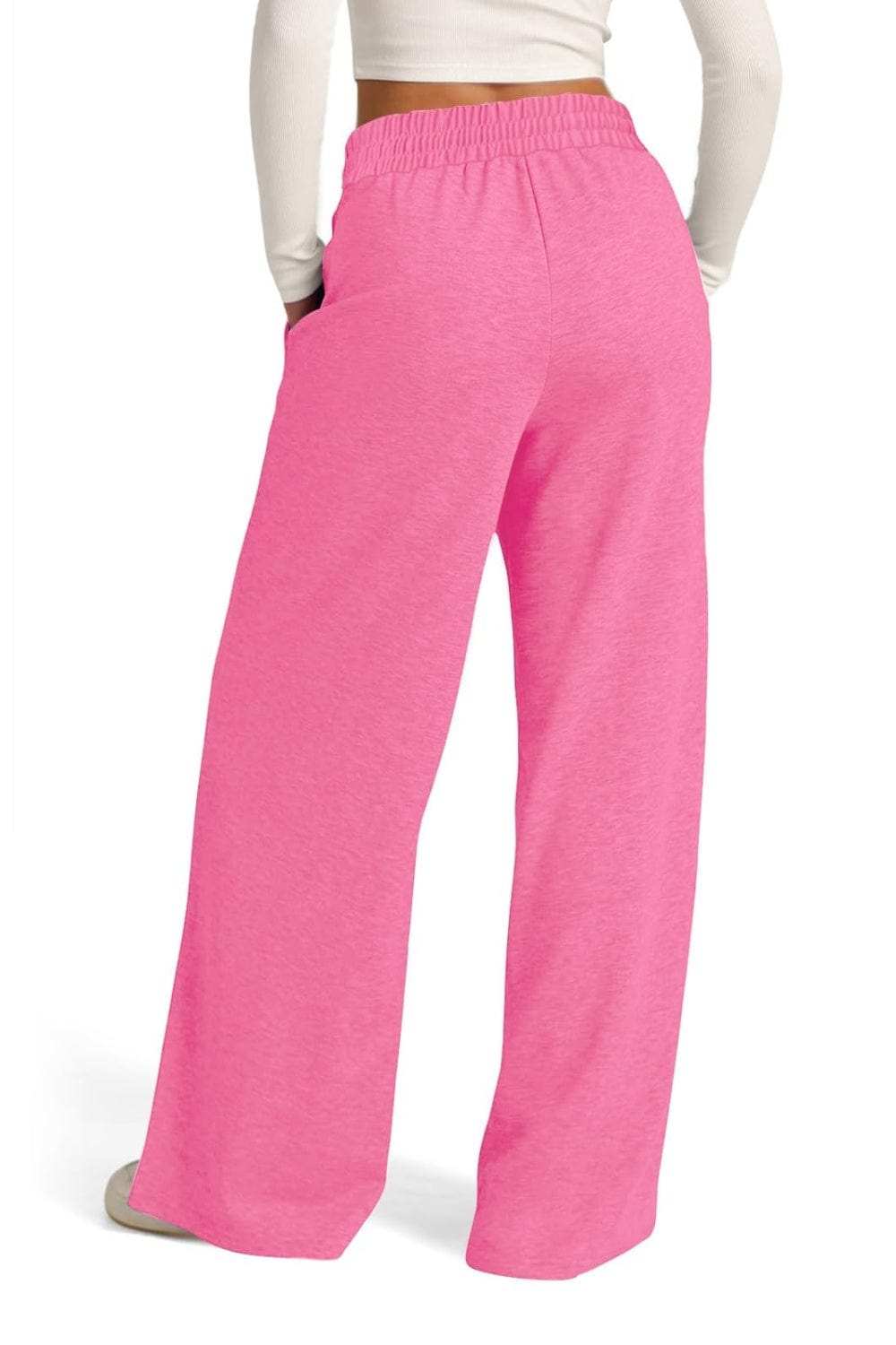 Drawstring Elastic Waist Wide Leg Pants - Trendsi - Flyclothing LLC