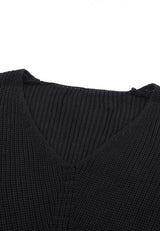 V-Neck Drop Shoulder Sweater - Trendsi - Flyclothing LLC