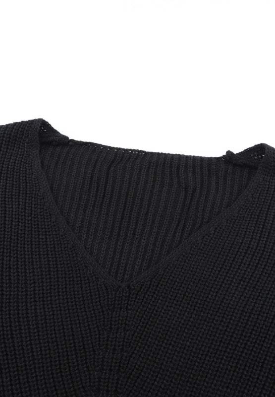 V-Neck Drop Shoulder Sweater - Trendsi - Flyclothing LLC