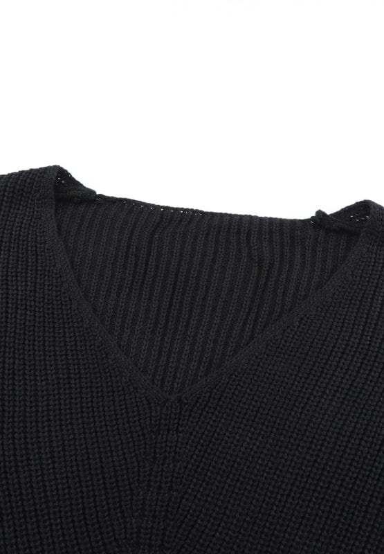 V-Neck Drop Shoulder Sweater - Trendsi - Flyclothing LLC