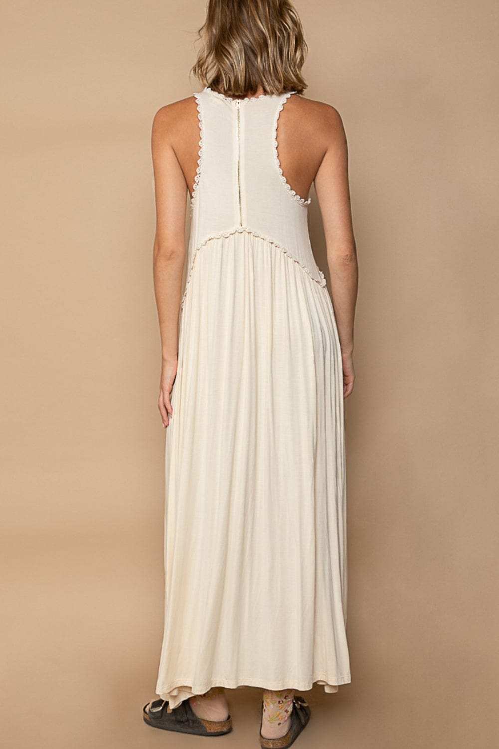 POL Sleeveless Back Zipper Front Slit Maxi Dress - Trendsi - Flyclothing LLC