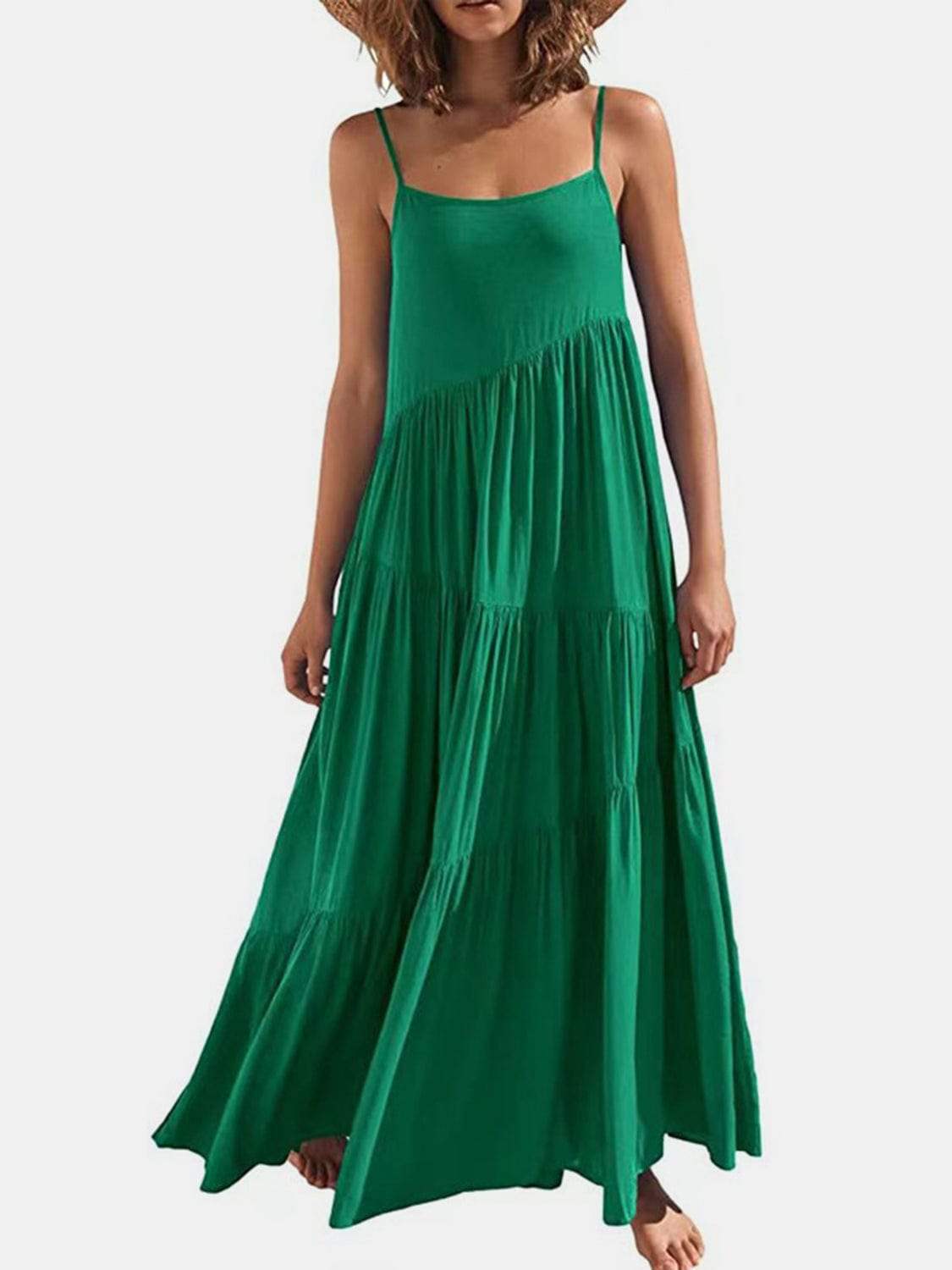 Full Size Ruched Tiered Spaghetti Strap Dress - Trendsi - Flyclothing LLC