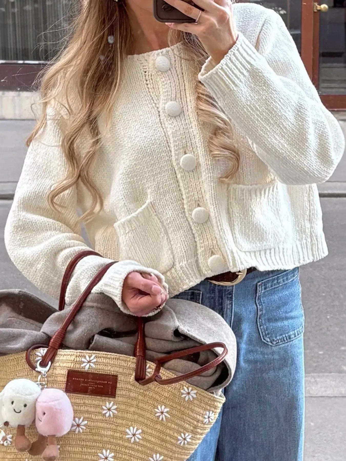 Textured Knit Button-Down Cardigan - Trendsi - Flyclothing LLC