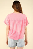VERY J Nochted Short Sleeve Washed T-Shirt - Trendsi