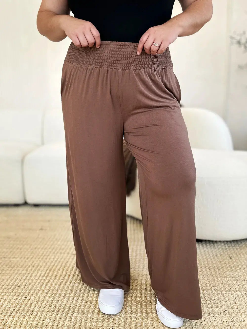 Basic Bae Full Size Smocked Wide Waistband Wide Leg Pants - ShopBasicbae - Flyclothing LLC