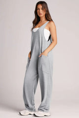 Lovelet V-Neck Wide Strap Overalls - Trendsi - Flyclothing LLC