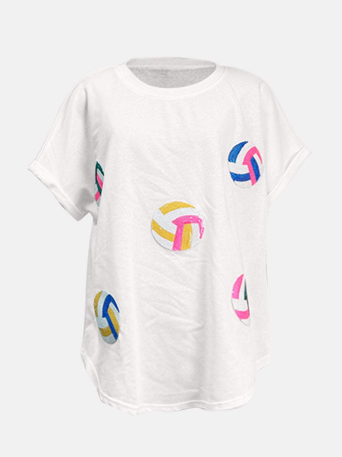 Sequin Round Neck Short Sleeve T-Shirt - Trendsi - Flyclothing LLC