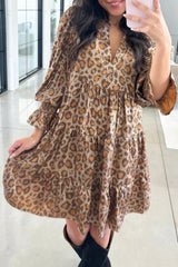 Tiered Leopard Print Mini Dress - Trendsi - Flyclothing LLC