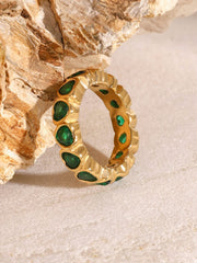 18K Gold-Plated Inlaid Zircon Ring - Trendsi