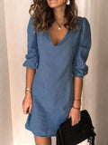 Full Size V-Neck Half Sleeve Dress - Trendsi - Flyclothing LLC