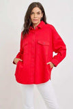 RISEN Button Down Long Sleeve Denim Shacket with Chest Pockets - Trendsi - Flyclothing LLC