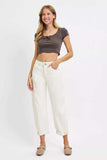 RISEN Full Size High Rise Barrel Cropped Jeans Plus Size - Trendsi - Flyclothing LLC