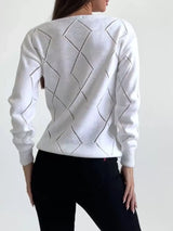 Openwork V-Neck Sweater - Trendsi - Flyclothing LLC