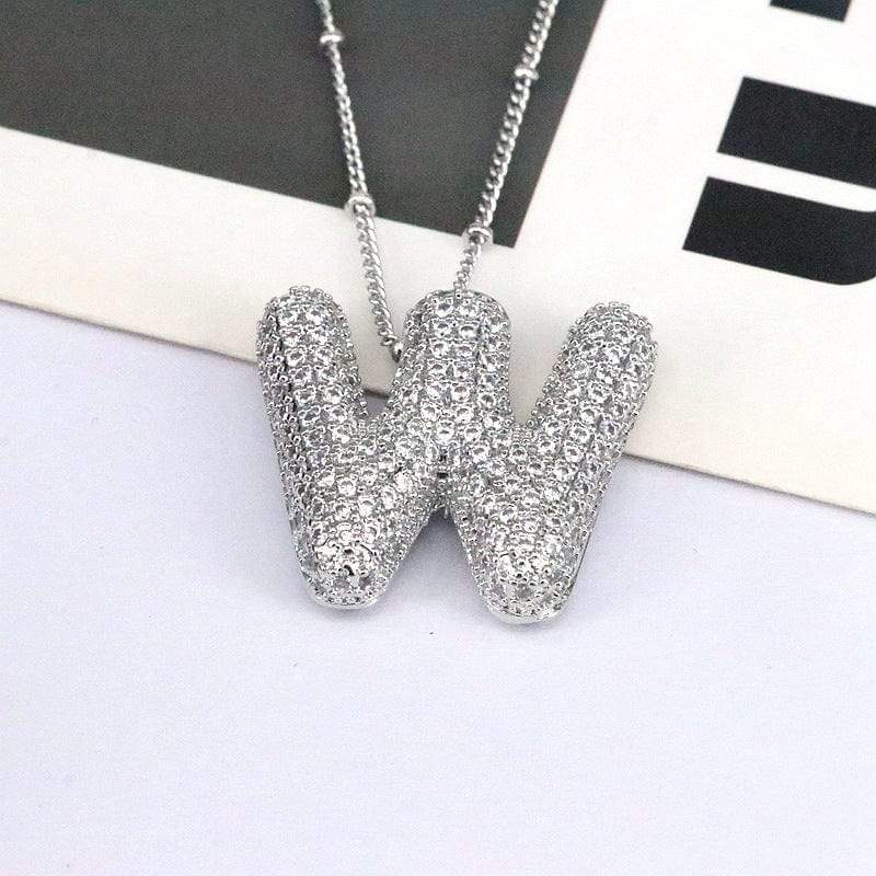 Copper Inlaid Zircon Letter Pendant Necklace - Trendsi - Flyclothing LLC