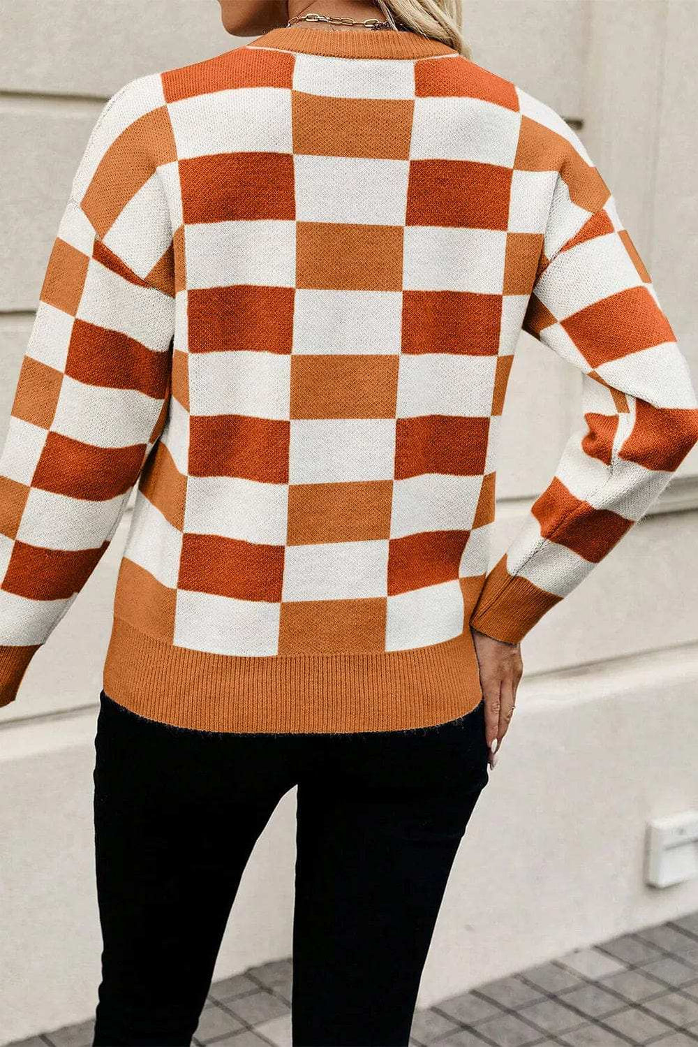 Color Block Round Neck Sweater - Trendsi - Flyclothing LLC