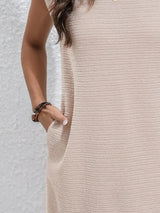 Round Neck Cap Sleeve Mini Dress with Pockets - Trendsi - Flyclothing LLC