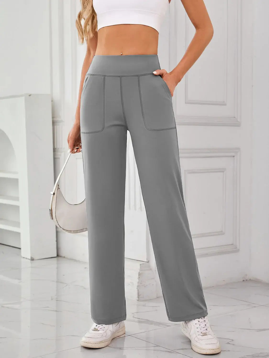 Lovelet High Waist Active Pants with Pockets - Trendsi - Flyclothing LLC