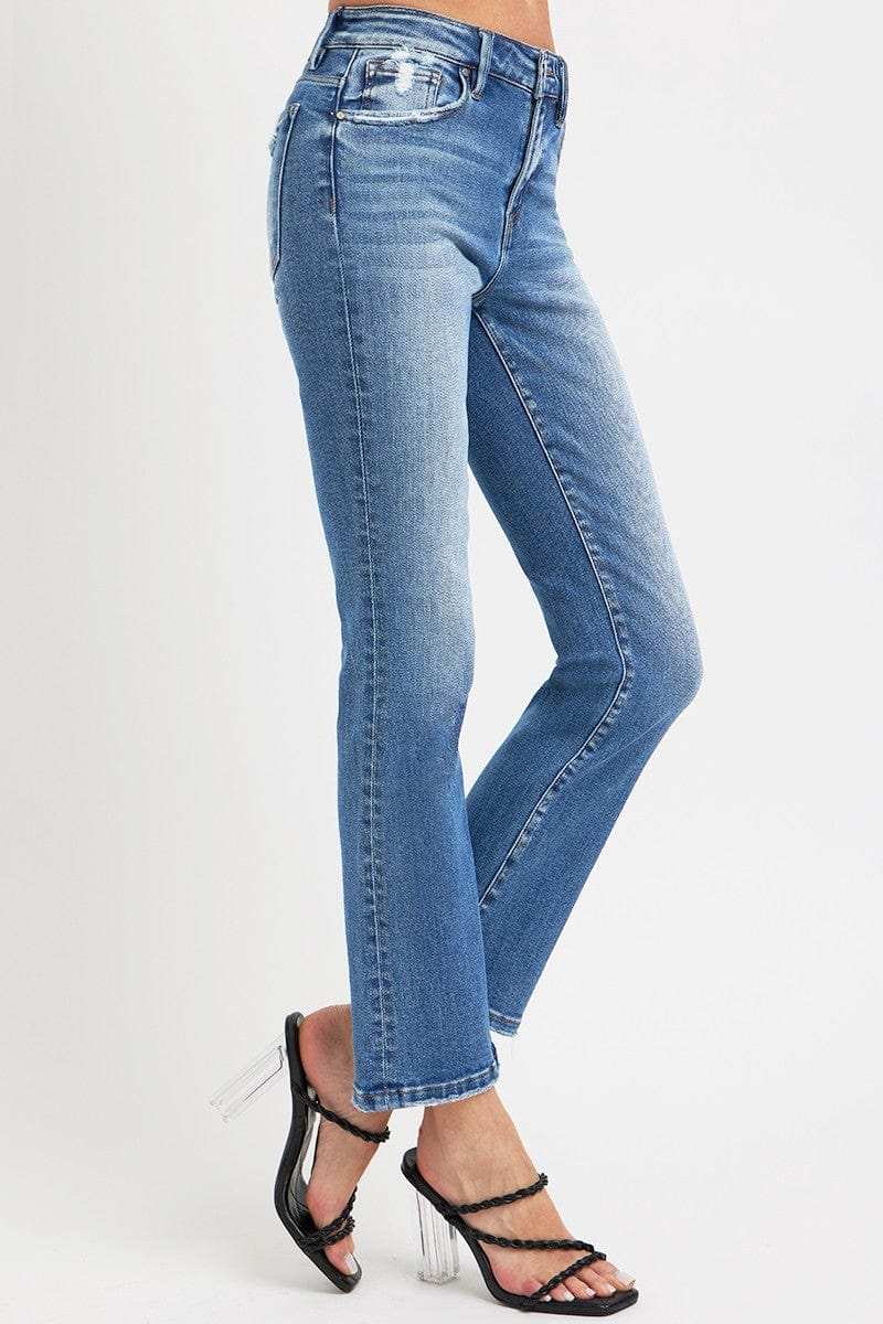 RISEN Full Size Mid Rise Ankle Straight Jeans with Pockets - Trendsi - Flyclothing LLC