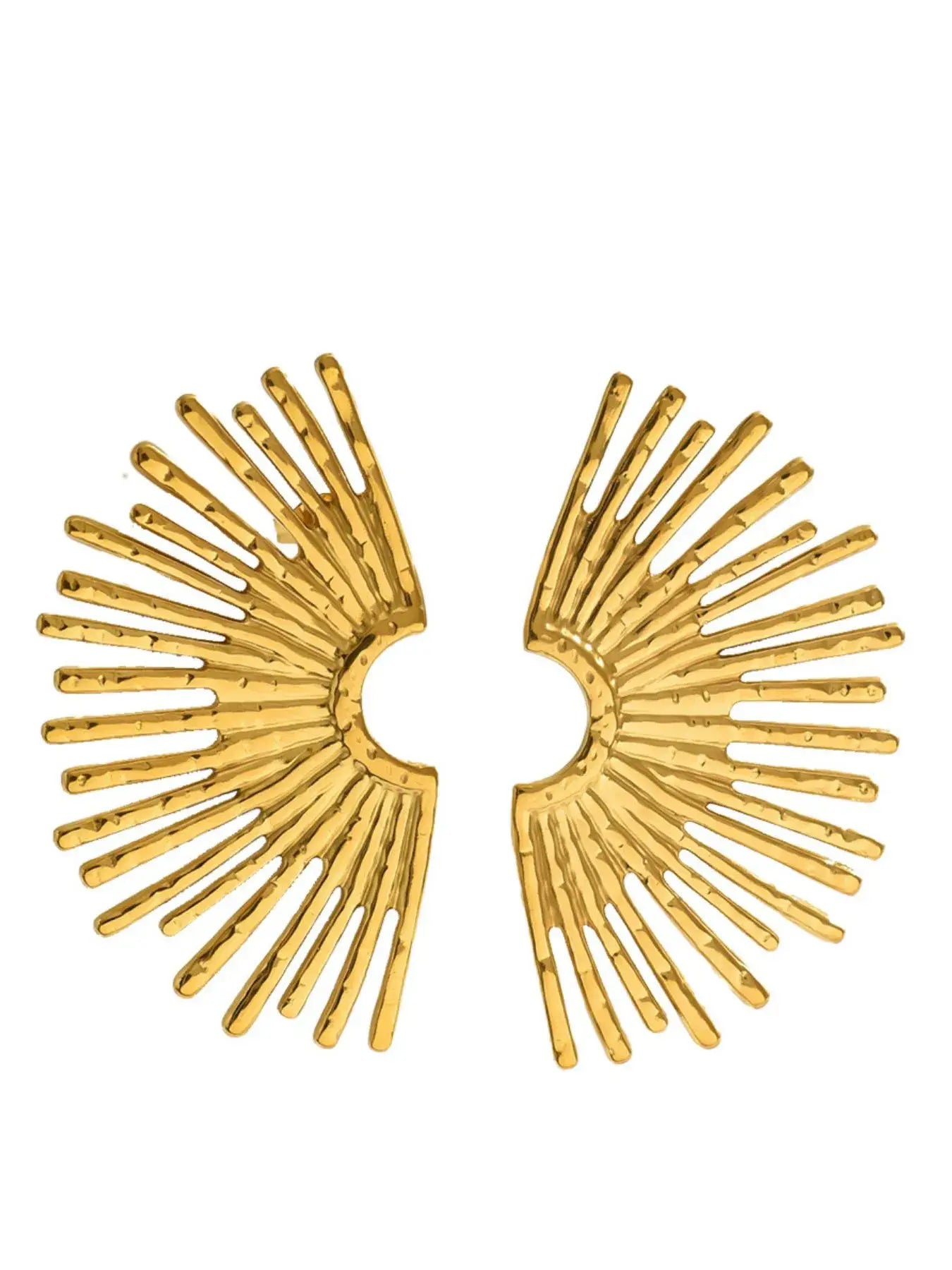 18K Gold-Plated Stainless Steel Sunburst Earrings - Trendsi - Flyclothing LLC