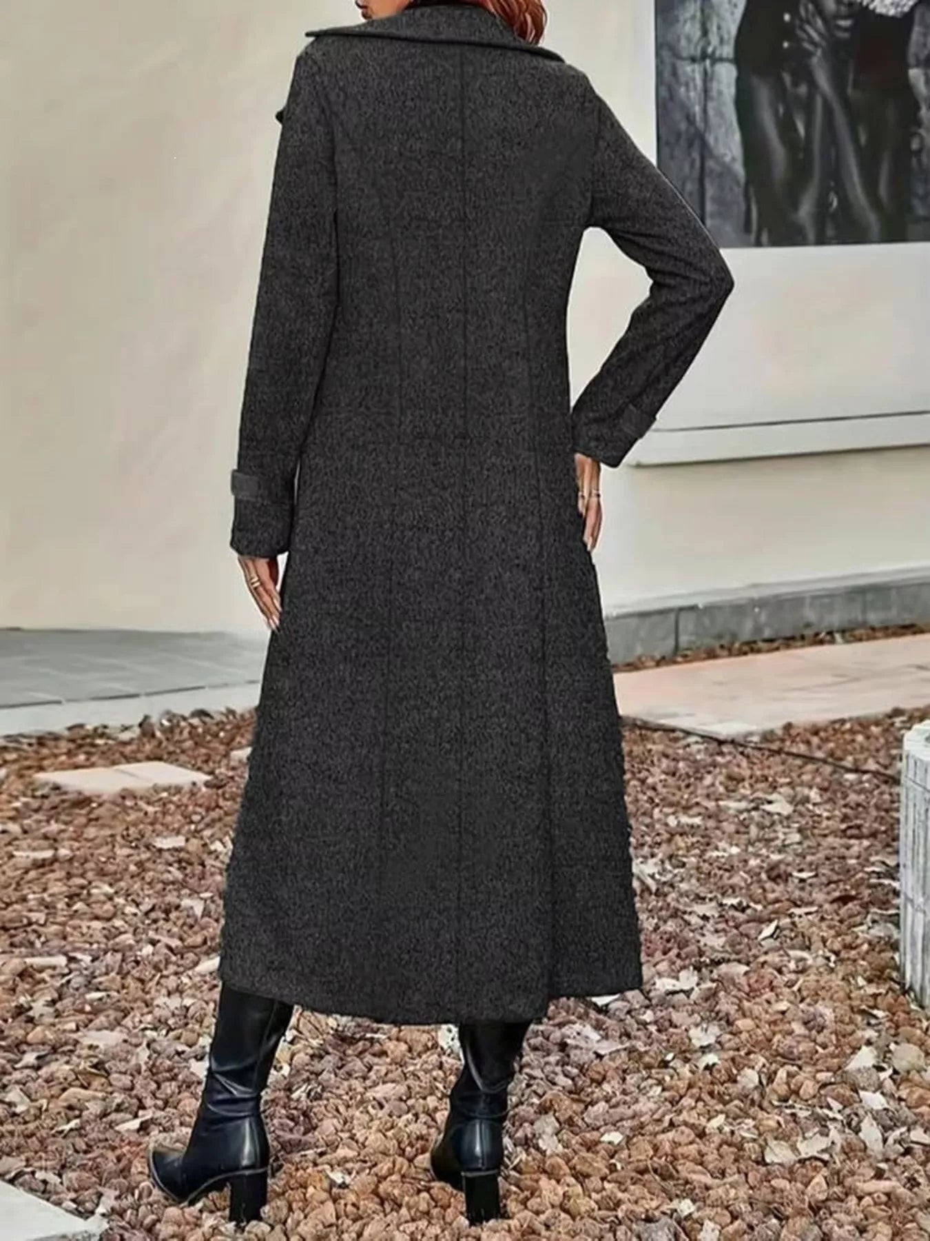 Full Size Double-Breasted Longline Trench Coat Plus Size - Trendsi - Flyclothing LLC
