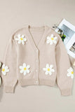 Flower Dropped Shoulder Long Sleeve Cardigan - Trendsi - Flyclothing LLC