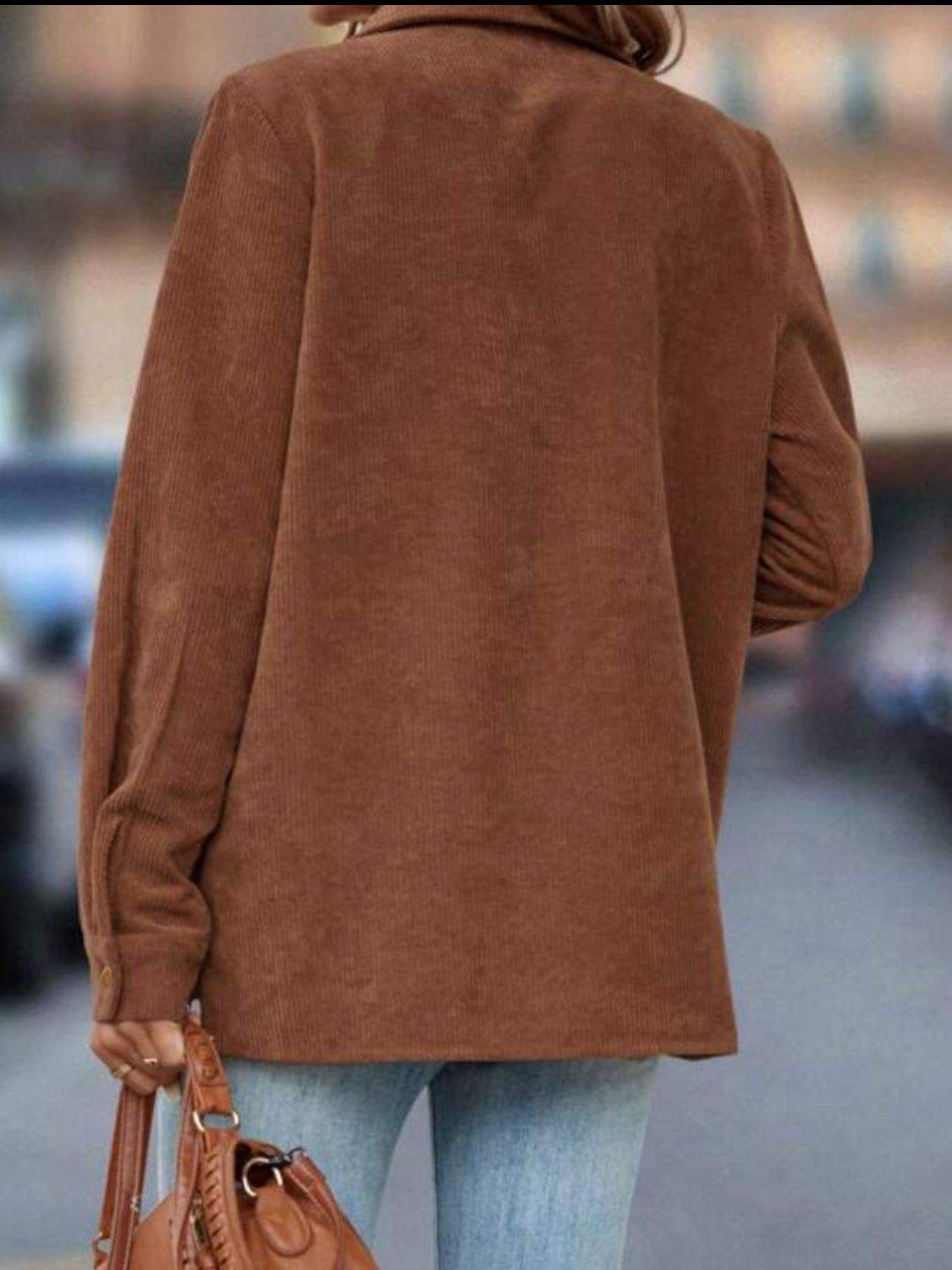 Button Down Long Sleeve Shacket - Trendsi - Flyclothing LLC