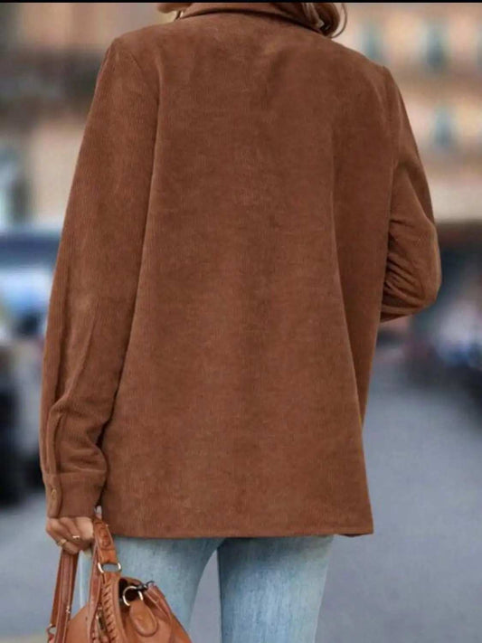 Button Down Long Sleeve Shacket - Trendsi - Flyclothing LLC
