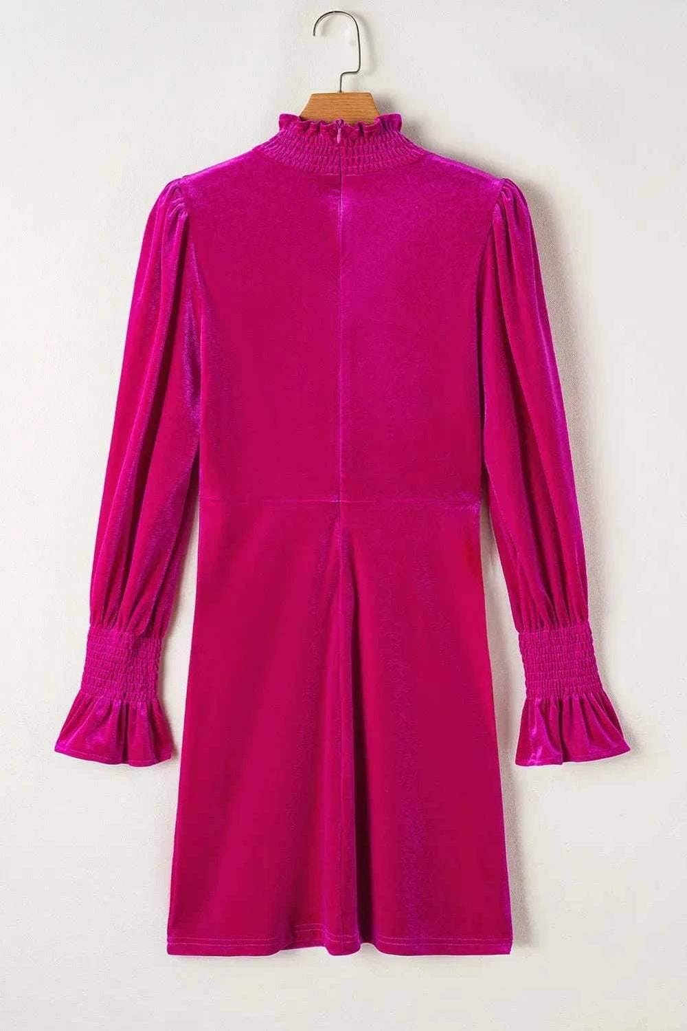 Frill Mock Neck Flounce Sleeve Mini Dress - Trendsi - Flyclothing LLC