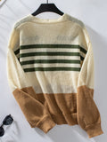 Color Block V-Neck Button Down Long Sleeve Cardigan - Trendsi