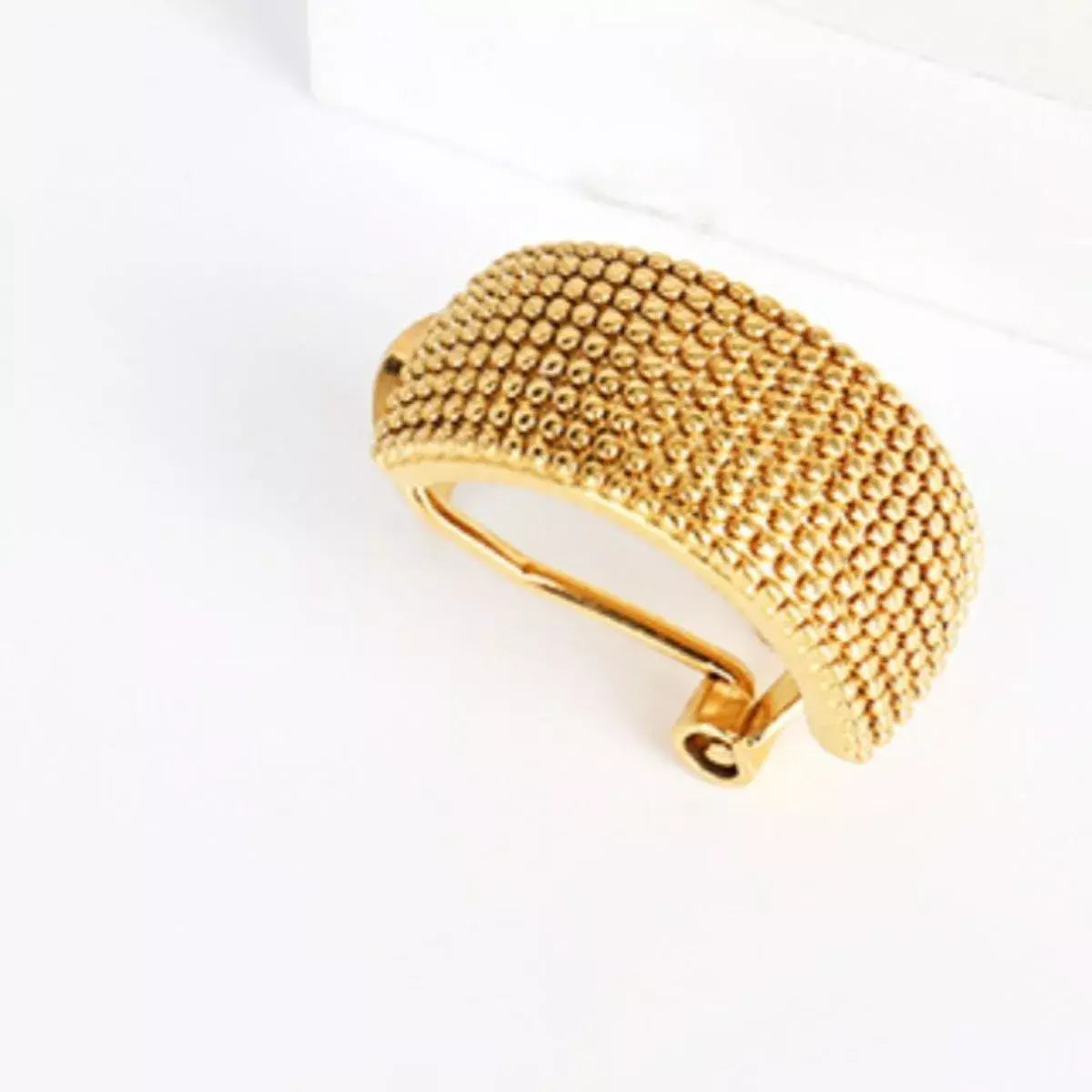 18K Gold-Plated Textured Wide Band Hoop Earrings - Trendsi - Flyclothing LLC