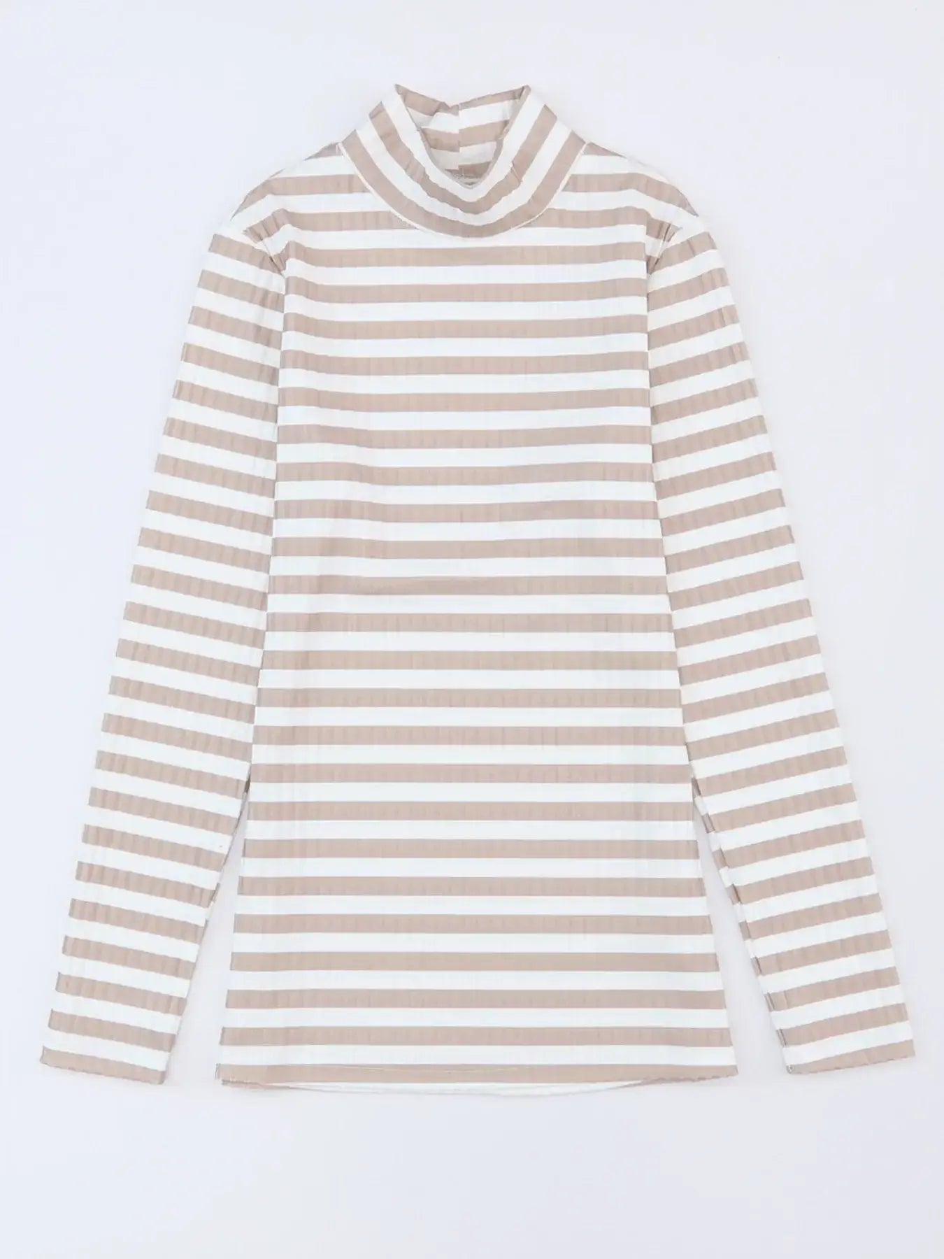 Striped Textured Knit Long Sleeve Tee - Trendsi - Flyclothing LLC