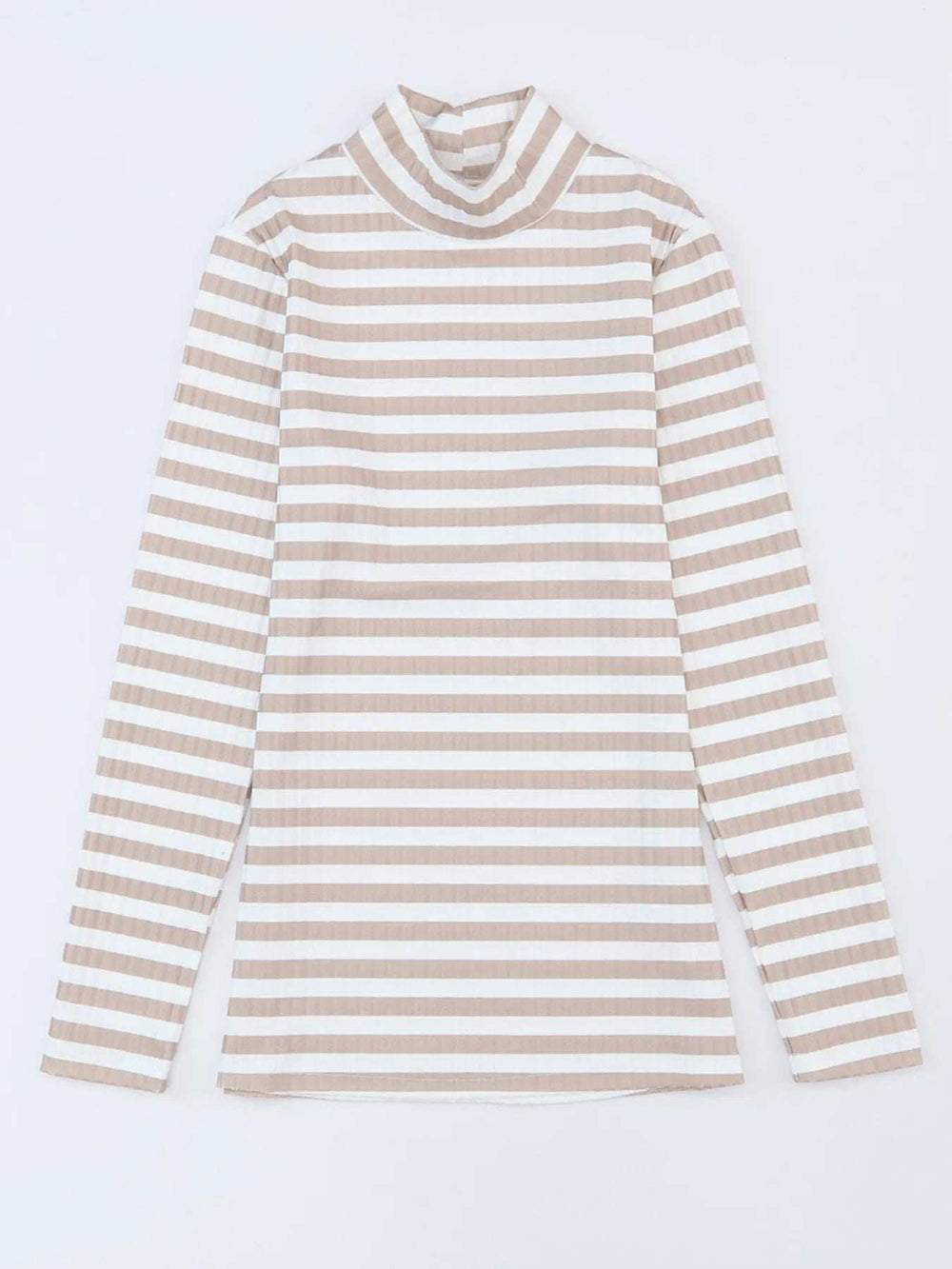 Striped Textured Knit Long Sleeve Tee - Trendsi - Flyclothing LLC