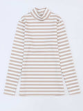 Striped Textured Knit Long Sleeve Tee - Trendsi - Flyclothing LLC