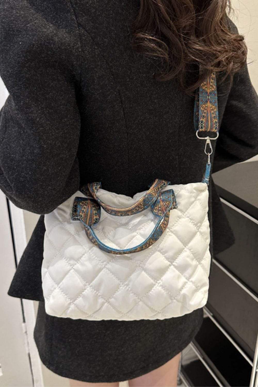 Bubble Textured Printed Strap Handbag - Trendsi - Flyclothing LLC