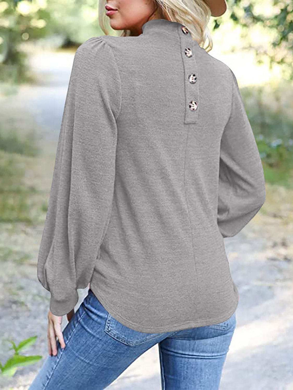 Full Size Mock Neck Long Sleeve T-Shirt - Trendsi - Flyclothing LLC