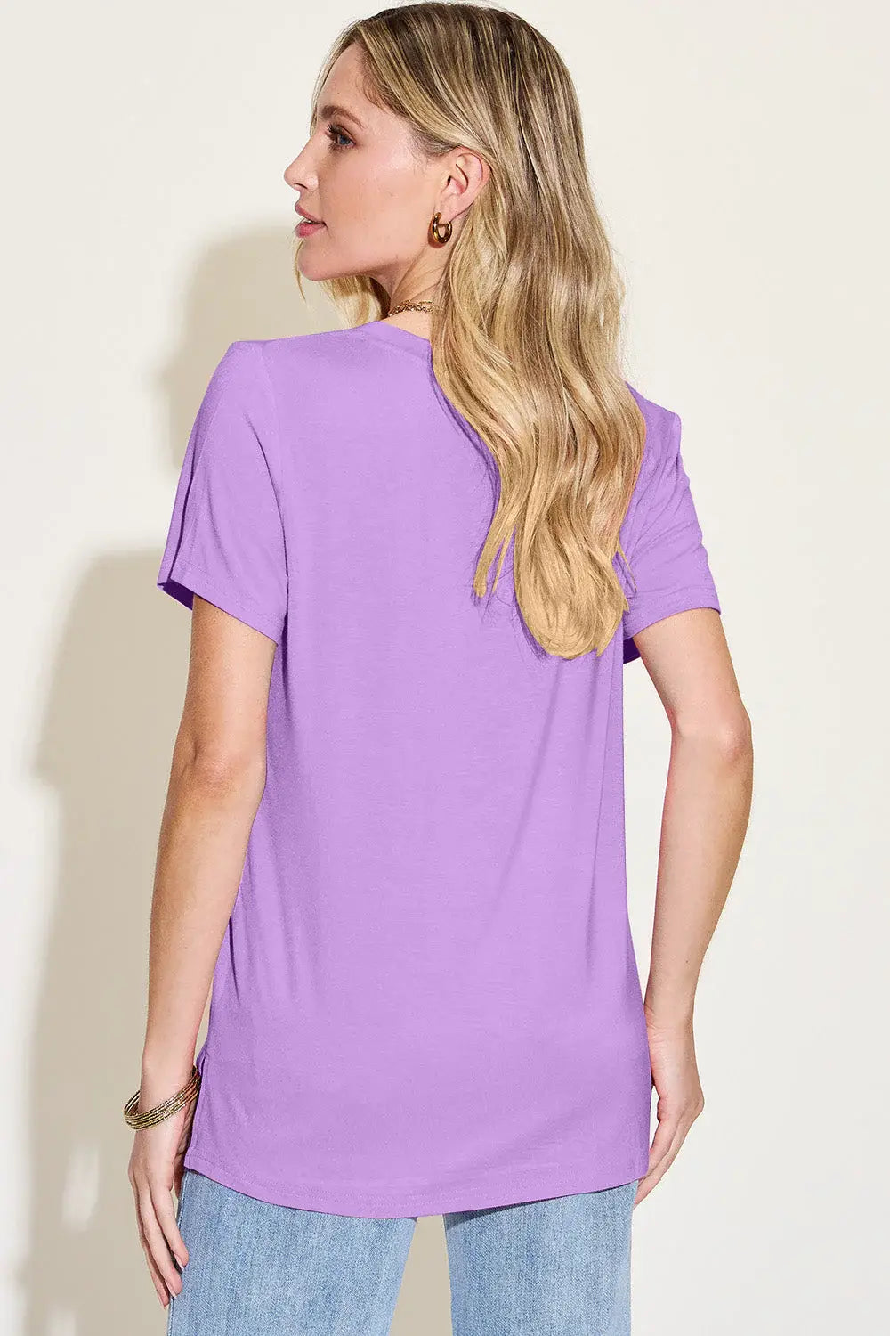Basic Bae Bamboo Full Size V-Neck High-Low T-Shirt - ShopBasicbae - Flyclothing LLC