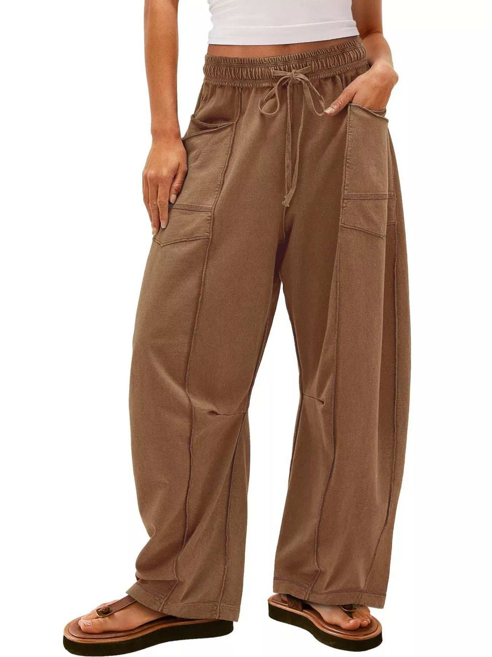 Drawstring Wide Leg Pants - Trendsi - Flyclothing LLC