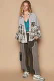 POL Balloon Sleeve Floral Color Block Plaid Shirt - Trendsi - Flyclothing LLC