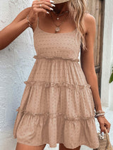 Frill Spaghetti Strap Tiered Dress - Trendsi - Flyclothing LLC