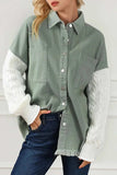 Raw Hem Collared Neck Button Up Long Sleeve Jacket - Trendsi - Flyclothing LLC