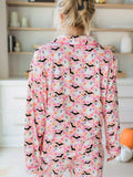 Halloween Ghost Print Button Up Top and Pants Lounge Set - Trendsi - Flyclothing LLC