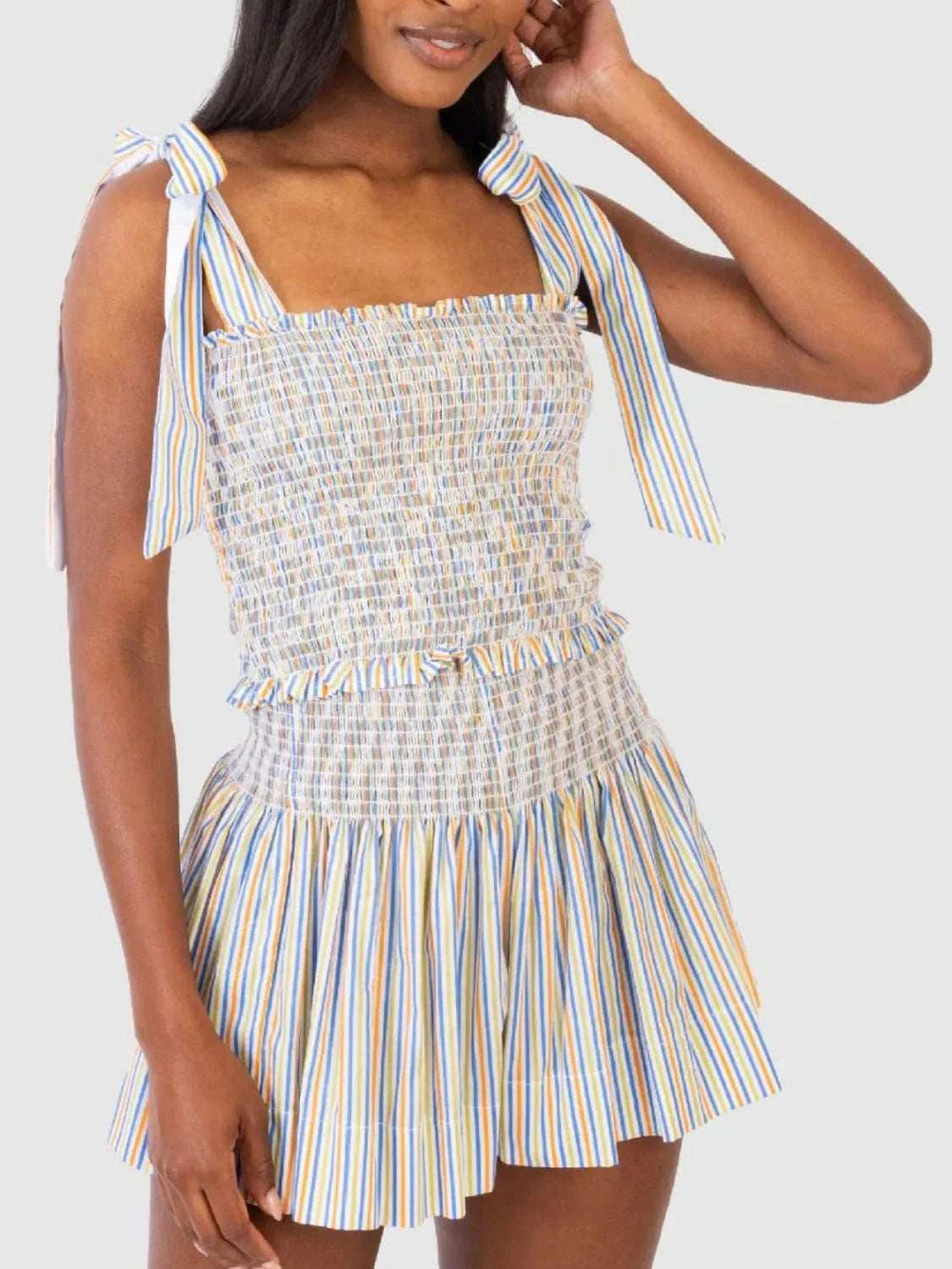 Smocked Tie Shoulder Cami and Shorts Set - Trendsi - Flyclothing LLC