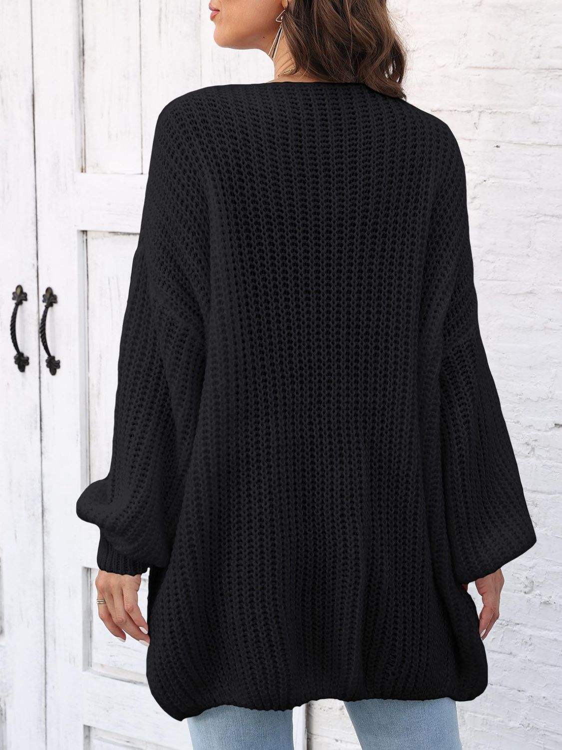 Open Front Long Sleeve Cardigan - Trendsi - Flyclothing LLC