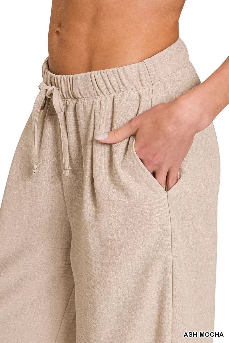 Zenana Woven Airflow Drawstring Pants - Trendsi - Flyclothing LLC
